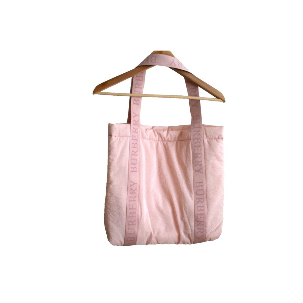 Burberry 75002 16"x16" Womens Crushed Blush Pink Double Strap Tote Logo Bag